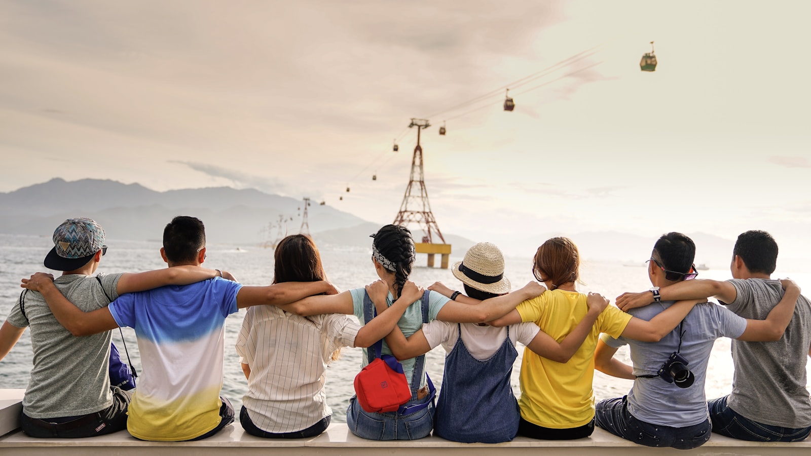 Friends enjoying time together by the water